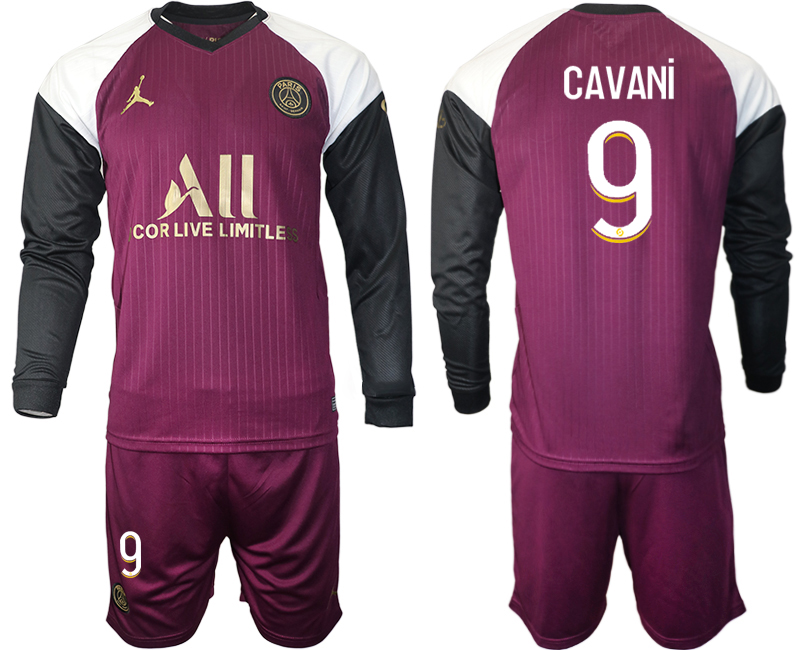 Men 2021 Paris Saint Germain Jordan white long sleeves 9 soccer jerseys